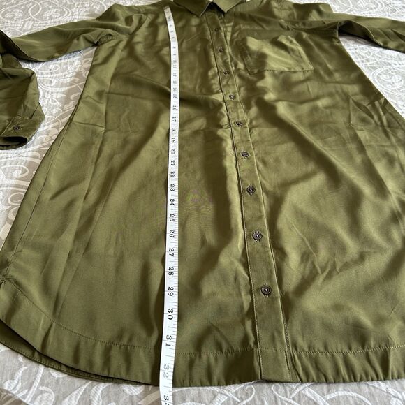 Abercrombie & Fitch Dress Women S Green Button Up Roll Tab Sleeve Casual Preppy - Picture 8 of 15